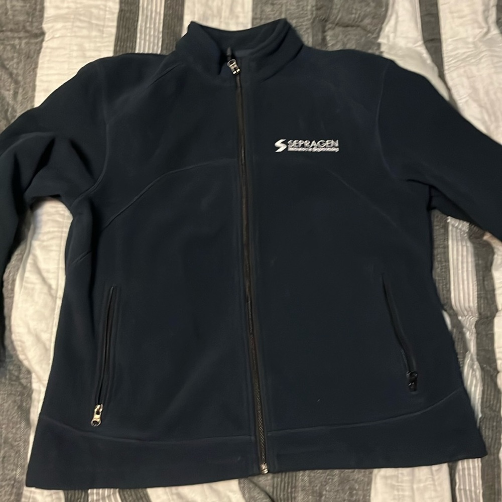blue zip up